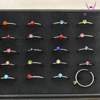 Conjunto moda com 40 Piercings de Argola para Nariz - Aço Inoxidável com Strass Colorido em Oferta na Shopee