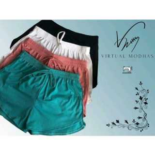 Shortinho Feminino Curto Soltinho Malha Canelada Verão Moda Blogueirinha