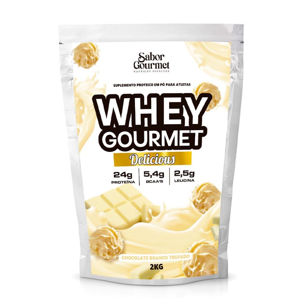 Whey Gourmet Delicious 2kg - Diversos Sabores Chocolate Branco