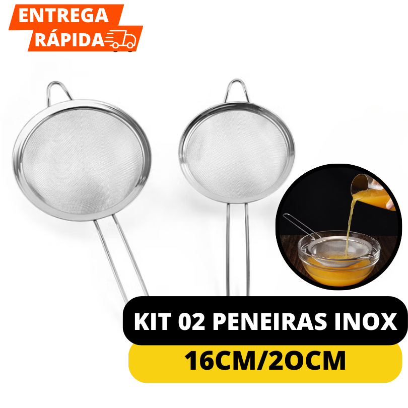 Kit 2 Peneiras Coador De Peneiras Aço Inoxidável Para Cozinha Peneira De Cozinha