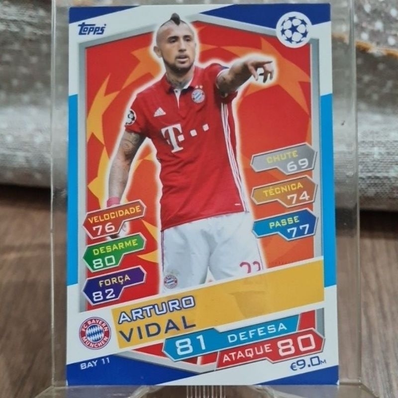 Card BAY11 ARTURO VIDAL FC BAYERN MÜNCHEN da Coleção Match Attax Champions League 2016/2017 - Topps