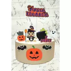 Topo de Bolo Personalizado Halloween - Baby Menina
