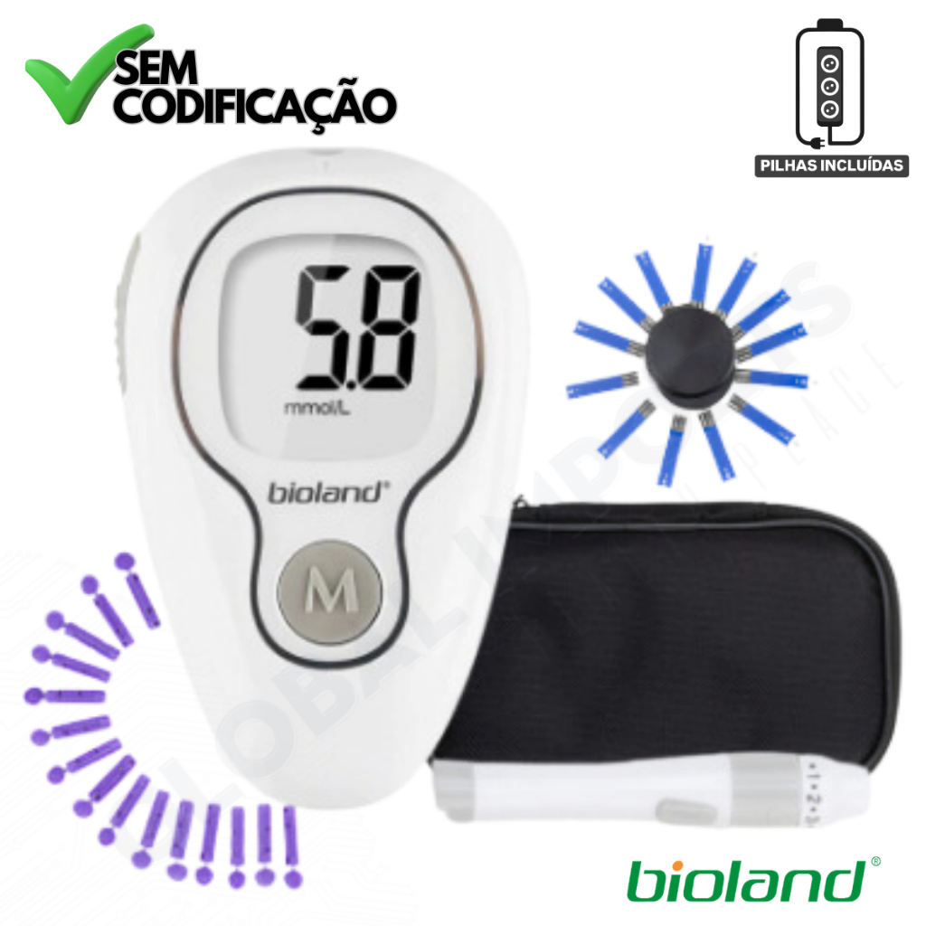 Medidor De Glicose Diabetes Aparelho Medir Glicemia Diabetes Digital G-425 Completo - Bioland