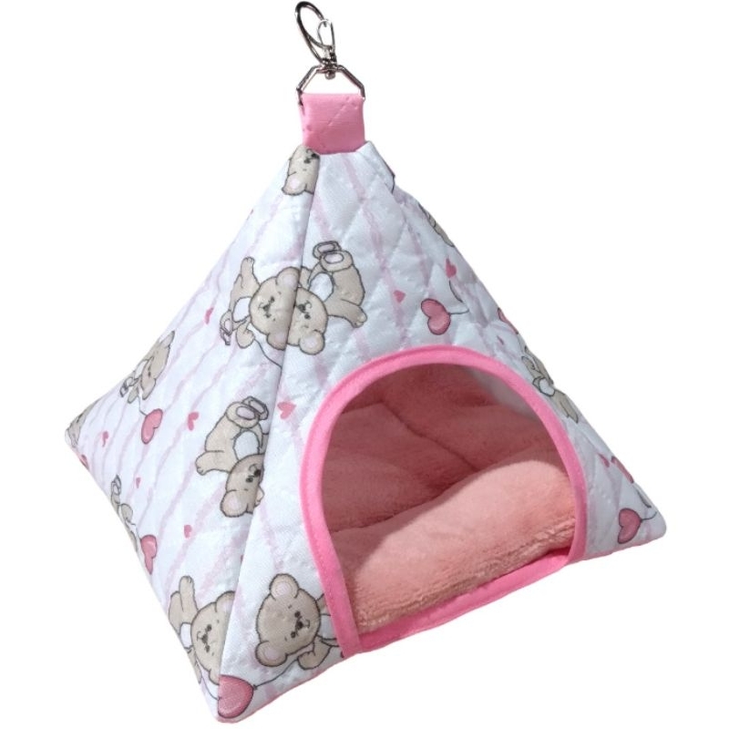 Casinha Cama Toca Porquinho da Índia, Twister, Calopsita, Pano Bom com acabamento em viés.