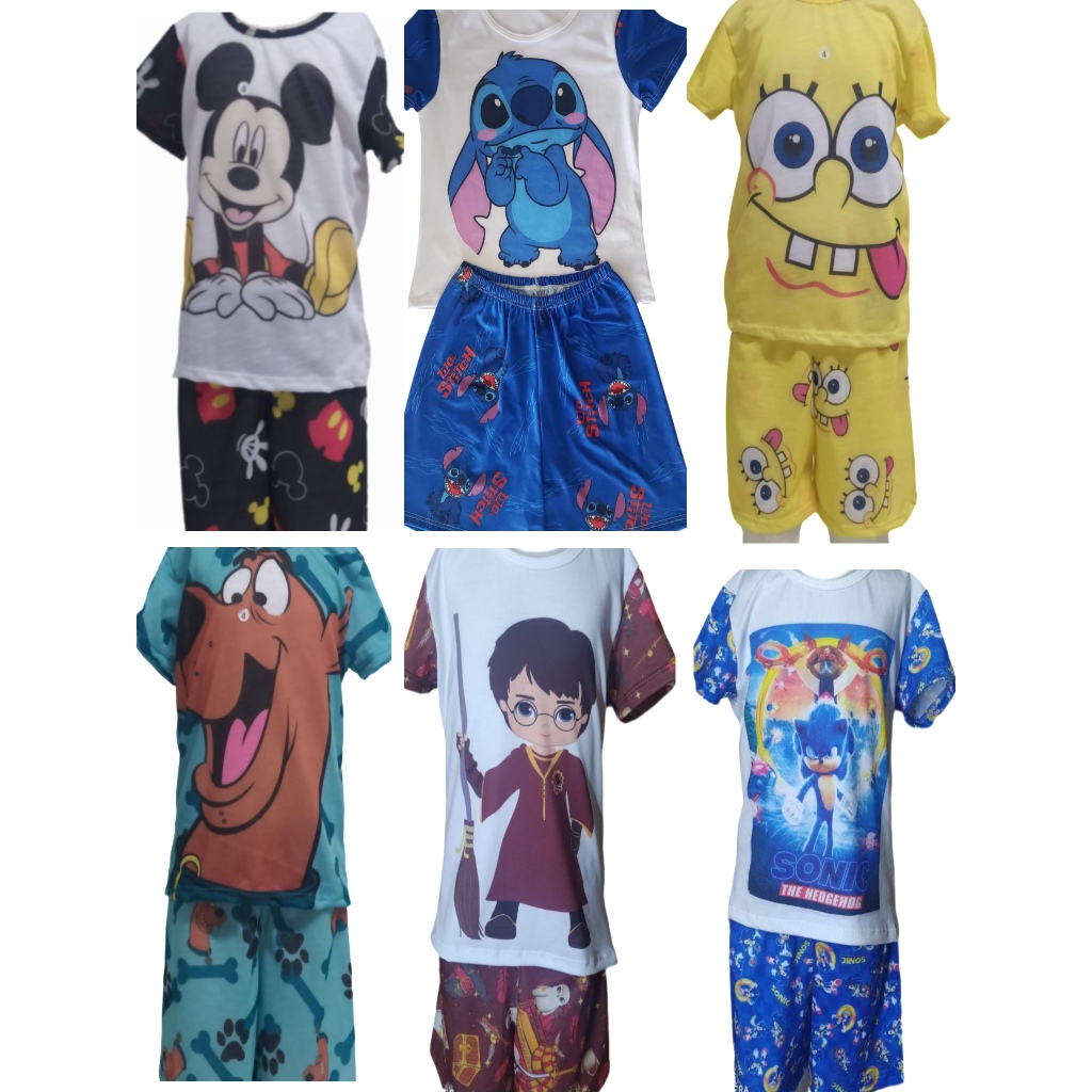 Pijama infantil masculino conjunto short e camiseta personagens em Oferta na Shopee