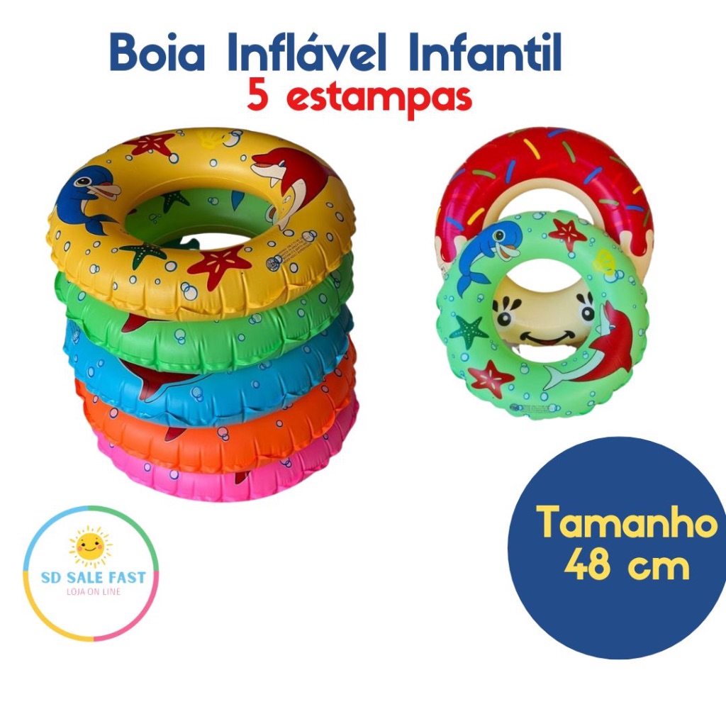Boia Inflável de Cintura Infantil Kids 40cm e 48cm e 60cm para Piscina Praia Verão Lazer