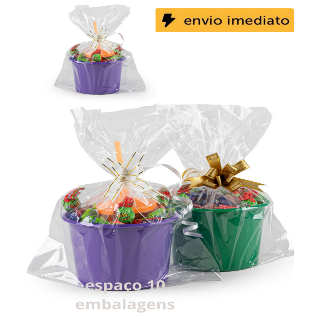 saco poli p/ BALDE DE PIPOCA 1,5l saquinho plástico transparente brilhante celofane