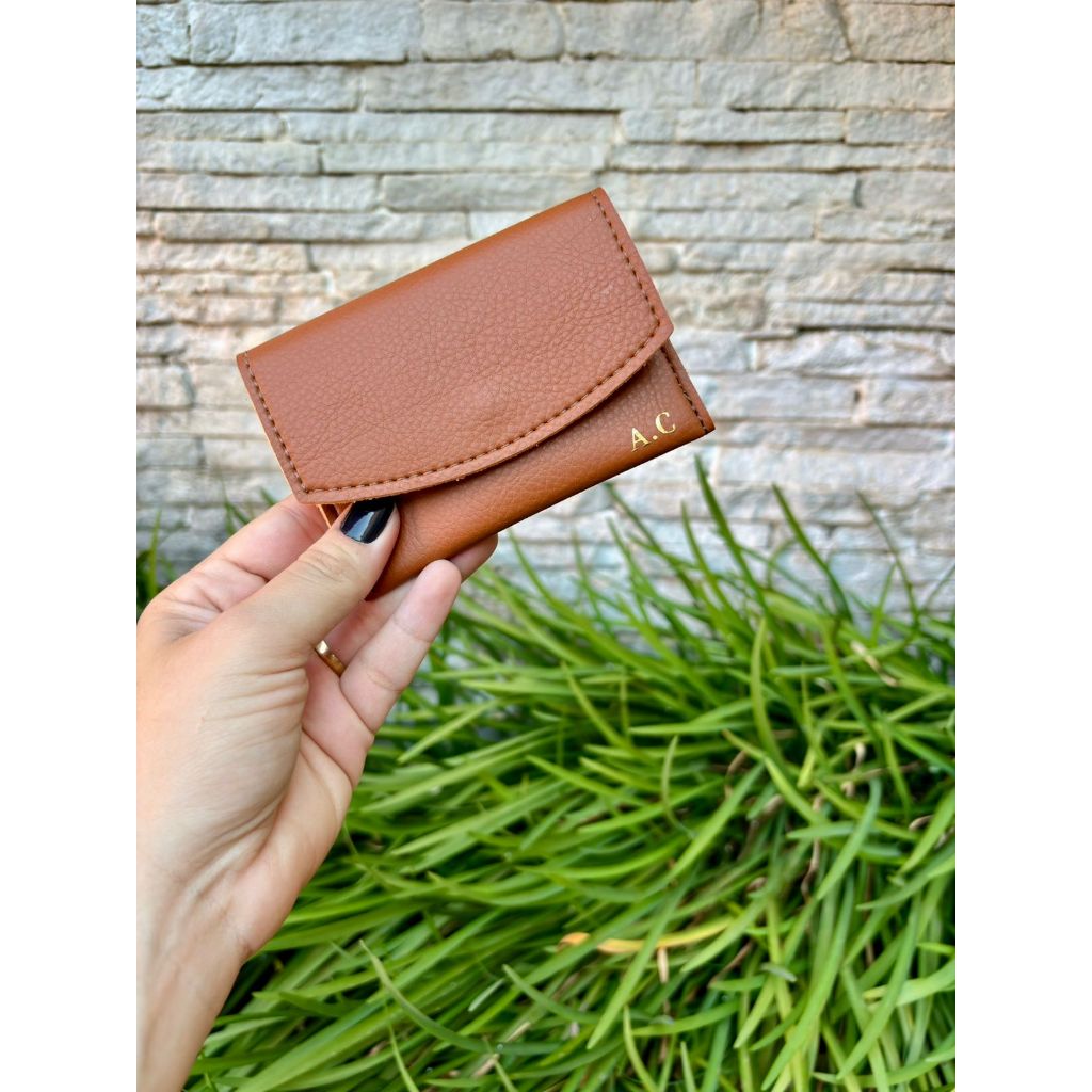 Mini Carteira Porta Cartão Letícia Personalizada Pequeno E Compacto Couro Sintetico Varias Cores