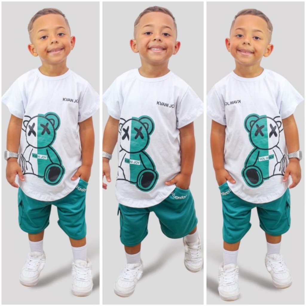 Conjunto Masculino infantil  Bermuda + Camisa Fresquinha para o Verão