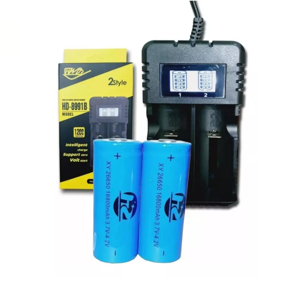carregador 18650 26650 14500 18500 16340 cr123 Com 2 26650