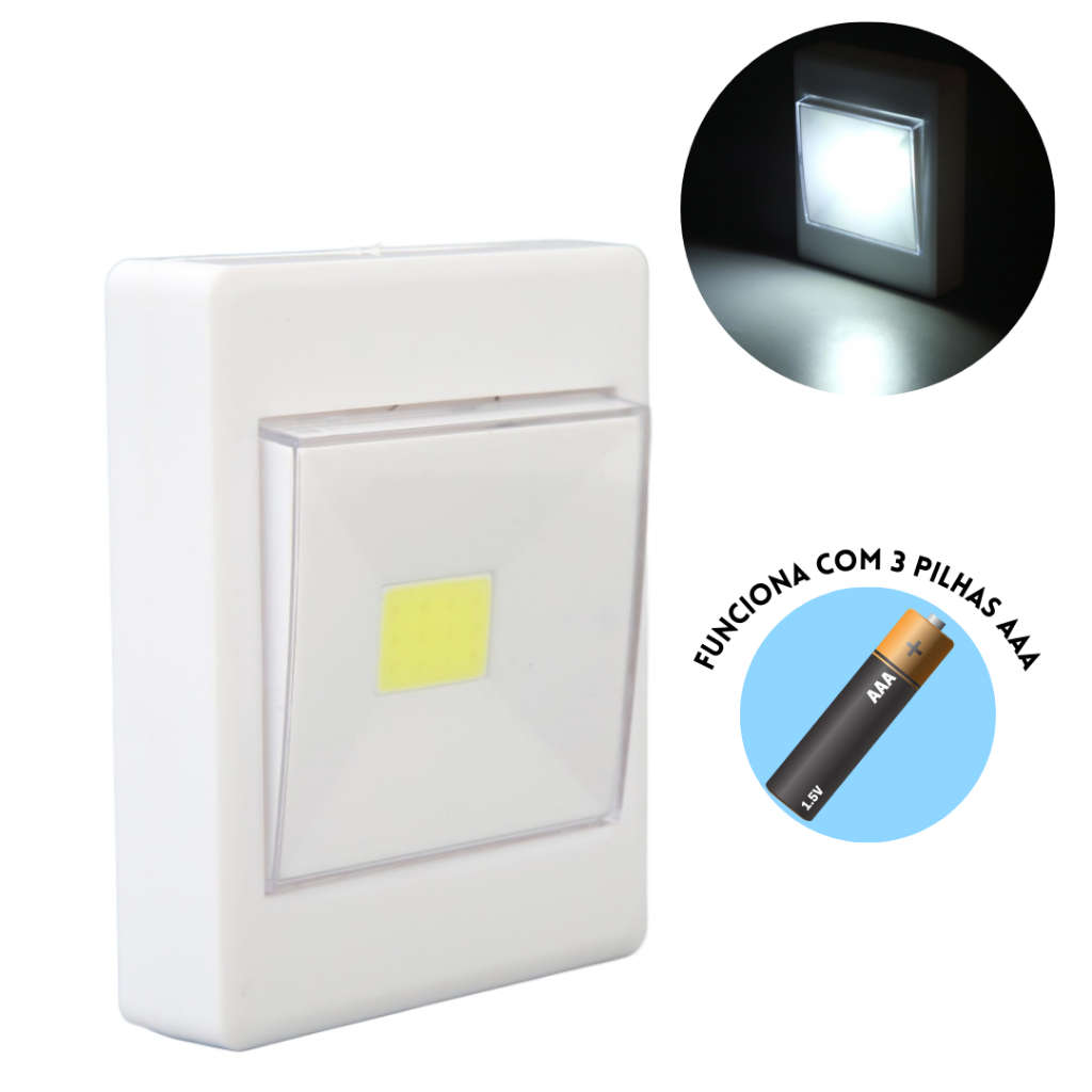 Luminária De Led Emergencia Sem Fio Imã Pilha Parede Sobrep Mini Luminária De Emergência Á Pilha