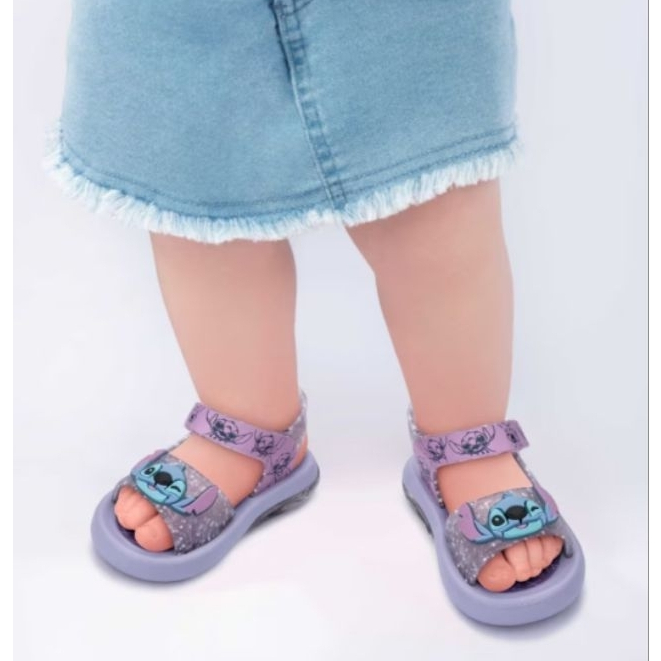 Sandália bebê Stitch Grendene Kids Led Disney 23159 Confortável Original