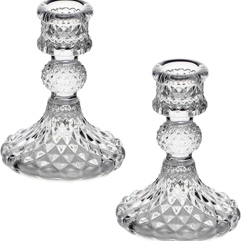Kit 2 Porta Castiçal De Vidro Porta Velas Enfeite Decoração Suporte De vela Cartiçal Mesa ...