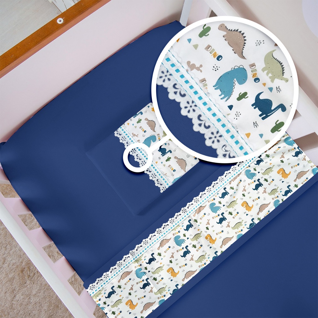 Jogo Lençol 3 Pçs Cama MONTESSORIANA 150X70cm Percal 400 Fios Decorado