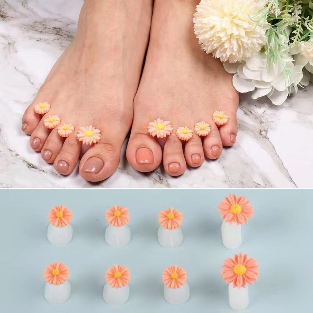 8 Pçs de Separador de Dedo dos Pés Silicone Decorado Flor e Pérola Para Casa E Salão Aplicação Pedicure em Oferta na Shopee