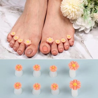 8 Pçs de Separador de Dedo dos Pés Silicone Decorado Flor e Pérola Para Casa E Salão Aplicação Pedicure