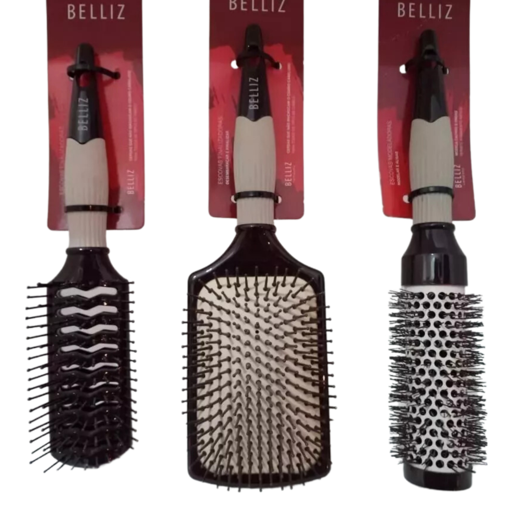 Kit Escovas Belliz Mocca Ref 2600,2602 E 2603 Cor:Marrom