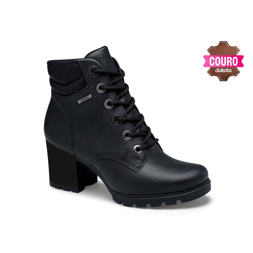 Bota coturno Dakota cano curto de couro tratorada G9791 - Feminina