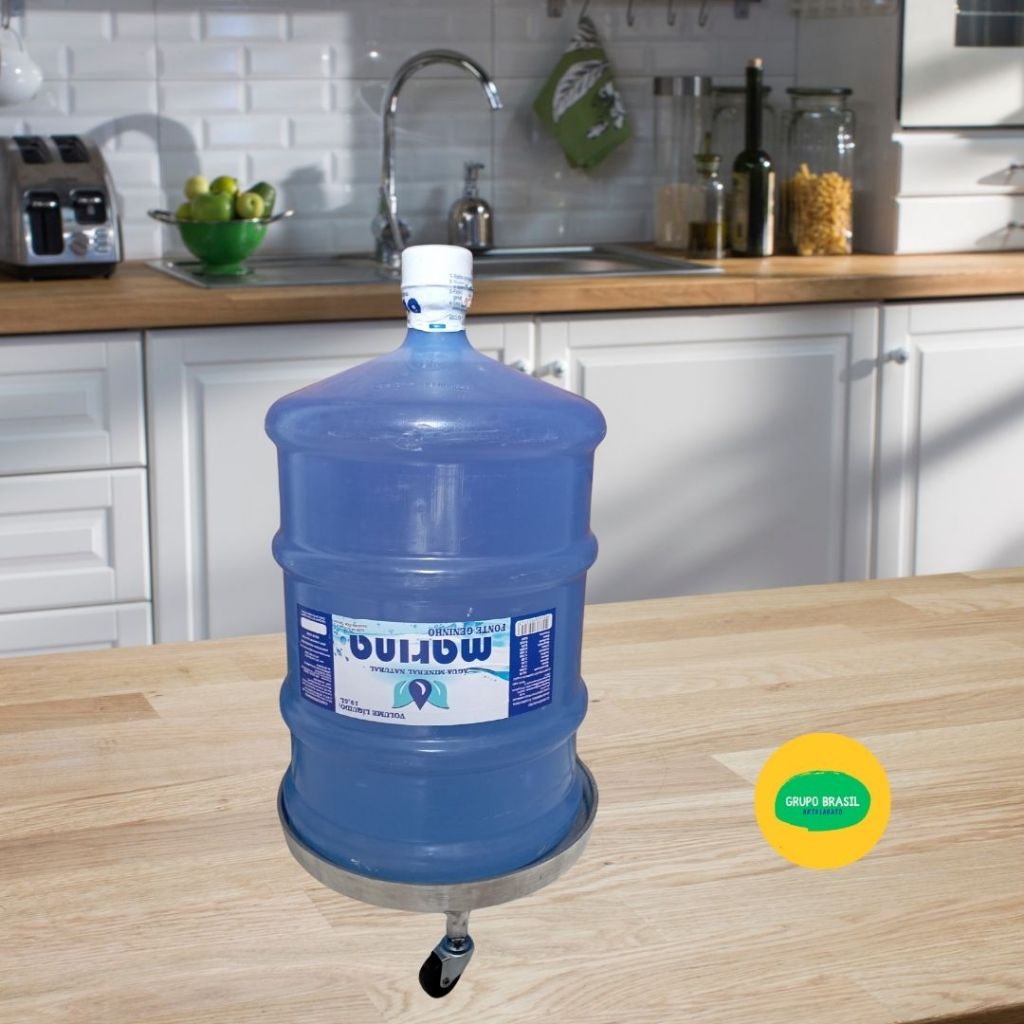 Suporte Garrafão Água Botijão de Gás Vasos Plantas Multiuso Alumínio Fundido Base Circular 3 Rodas