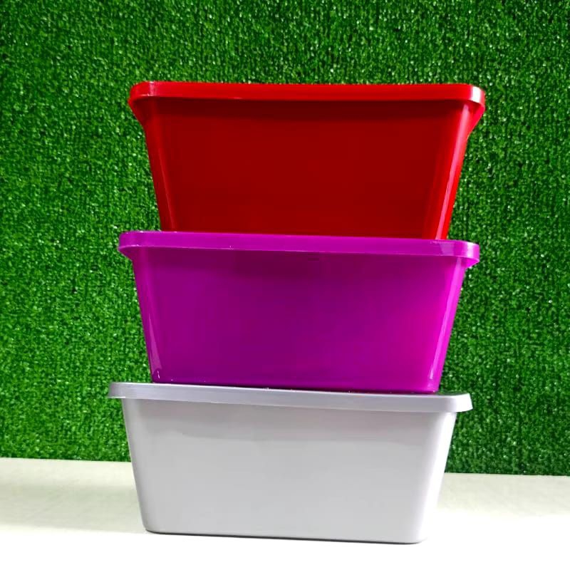 Kit C/ 5 Organizador Transparente Colorido Plástico Guardar Alimentos Mantimentos Frizer Congelador Geladeira 3 litros