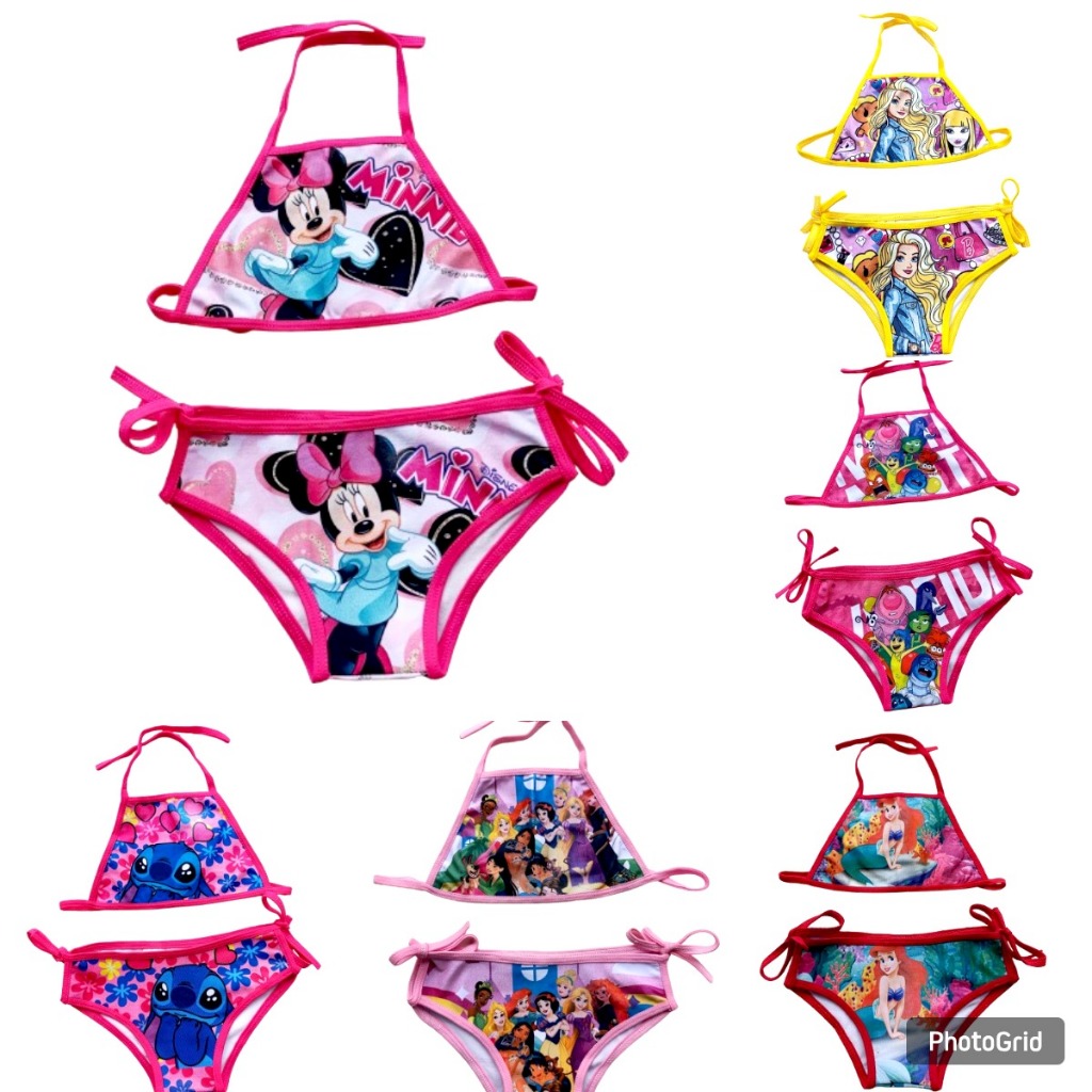 Kit 4 peças de Biquini Infantil -Moda Blogueirinha Sendo 2 Top e 2 Calcinhas