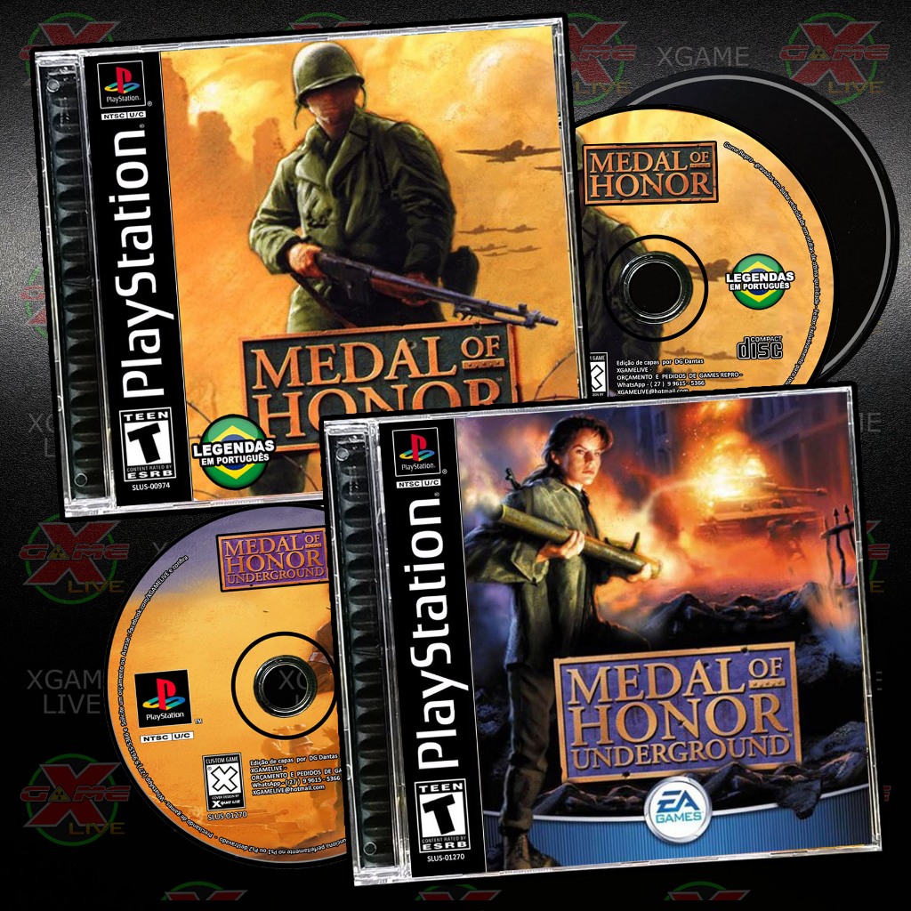 Medal of Honor 1 e 2 Mídia Preta - Repro PS1 / Play 1 By XGAMELIVE