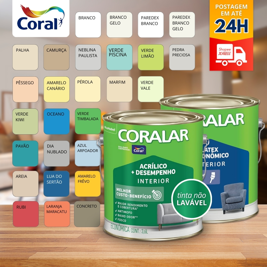 Tinta Coralar Anti Mofo Acrilica Parede 3,6 Litros Escolha A Cor Interno Fosco Interior Coral