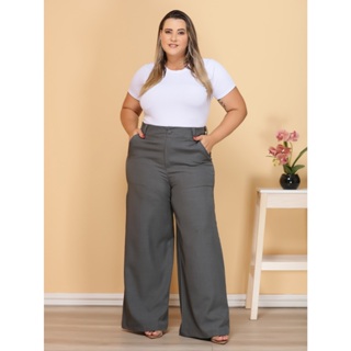 Calça Pantalona Plus Size Tecido Luís Twil Novo Moda/COD:CA04 em Oferta na Shopee