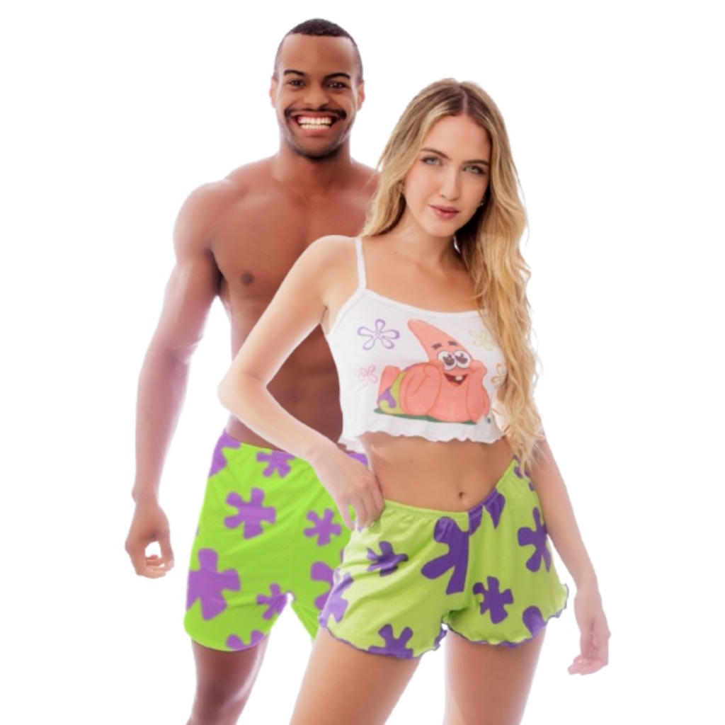 Pijama Casal Patrick Suede Ondinha samba canção e pijama alcinha