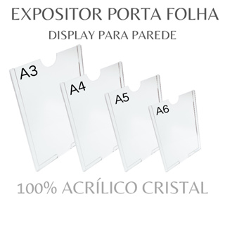 Placa Porta Folha de Papel em Acrílico Cristal Vertical  Expositora para Parede ou Porta em Oferta na Shopee