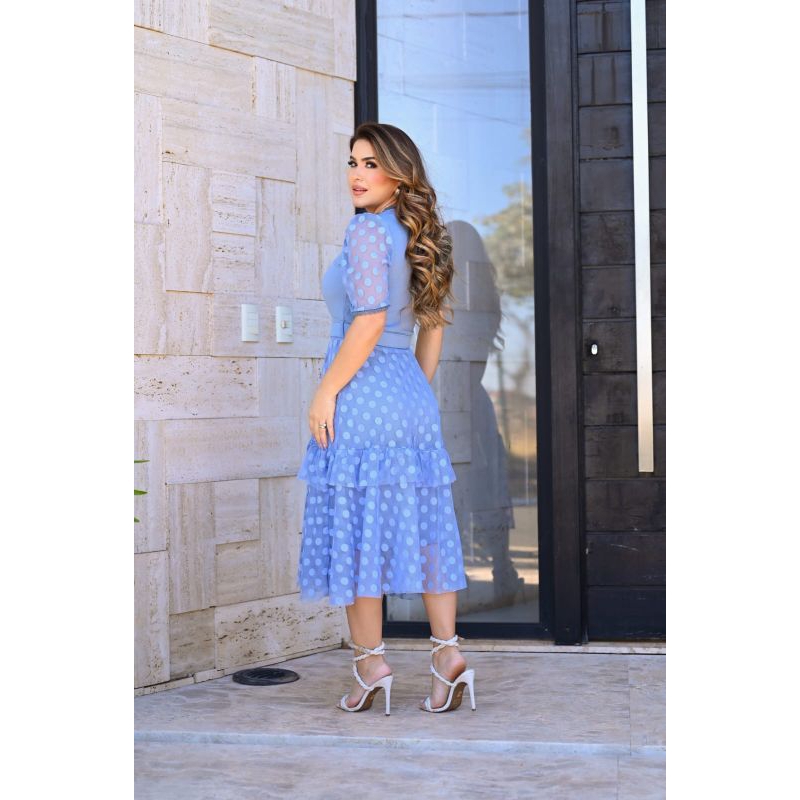 Vestido Rayssa com saia em Tule com babado.