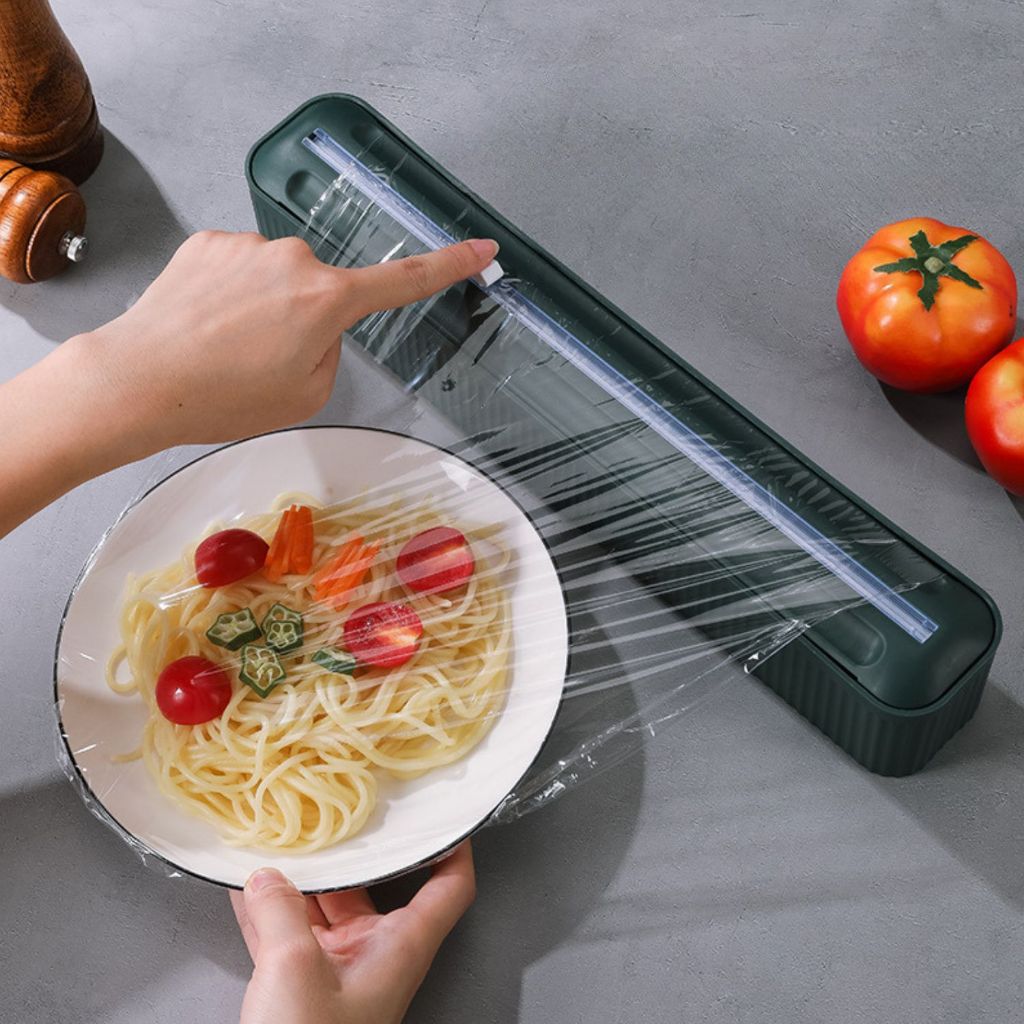 Cortador De Plástico Filme Suporte Ajustável Dispenser Selador Comida Cozinha Embalagem