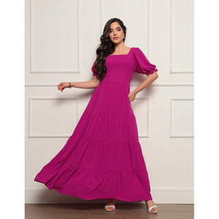 Vestido longo feminino manga curta moda evangélica tecido viscolino