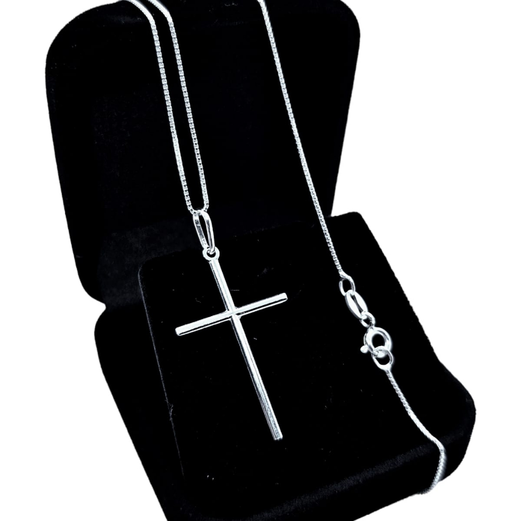 Corrente de Prata 925 Masculina Legítima + Pingente Crucifixo