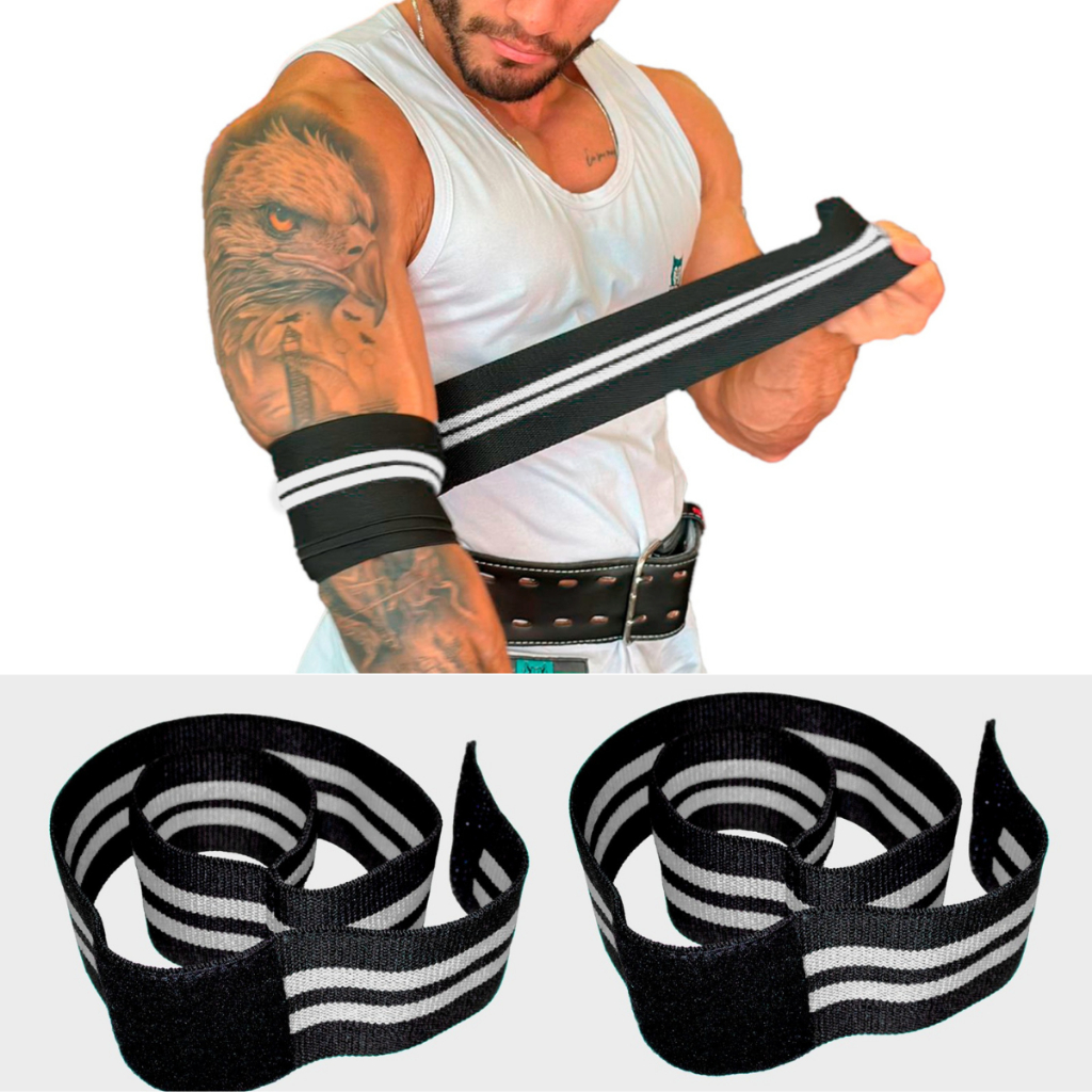 Faixa Cotovelo Elástica 1,00 M Musculação Powerlift Faixa Elástica Cotovelo Compressão Par Varias Cores pronta entrega