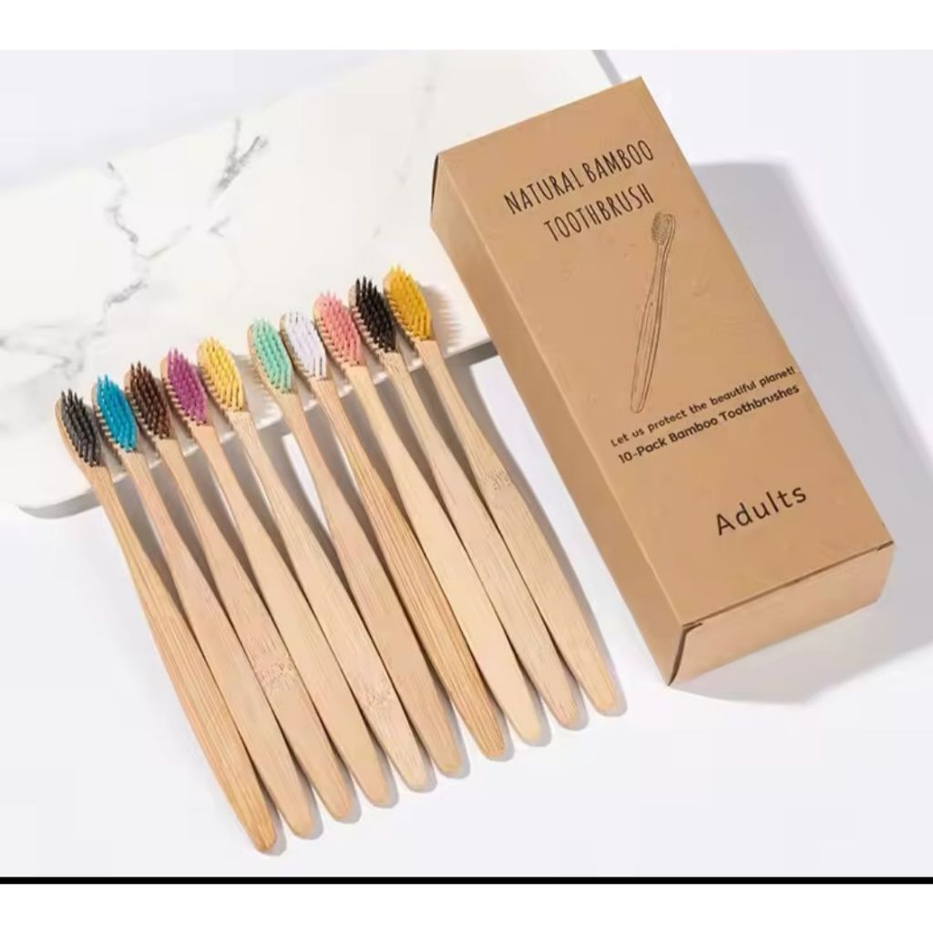 Escova De Dentes Biodegradável Bambu Macia Natural 5 Unidades