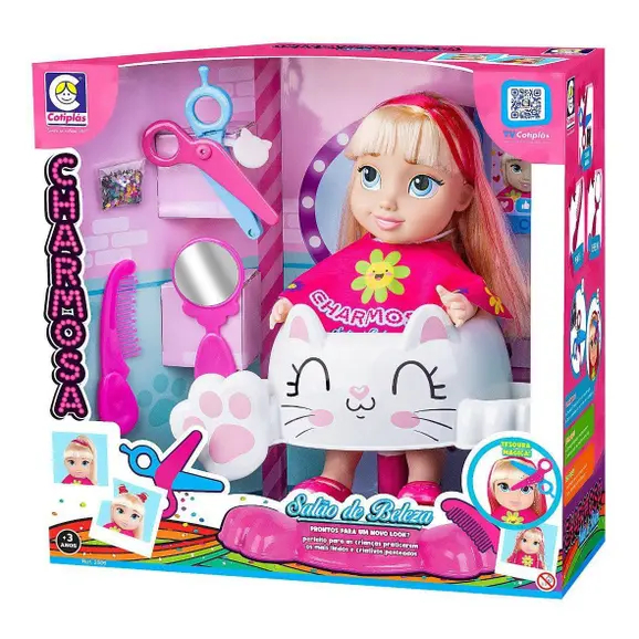 Boneca Charmosa Salão De Beleza Com Acessórios Cotiplás 2506 - Cotiplas