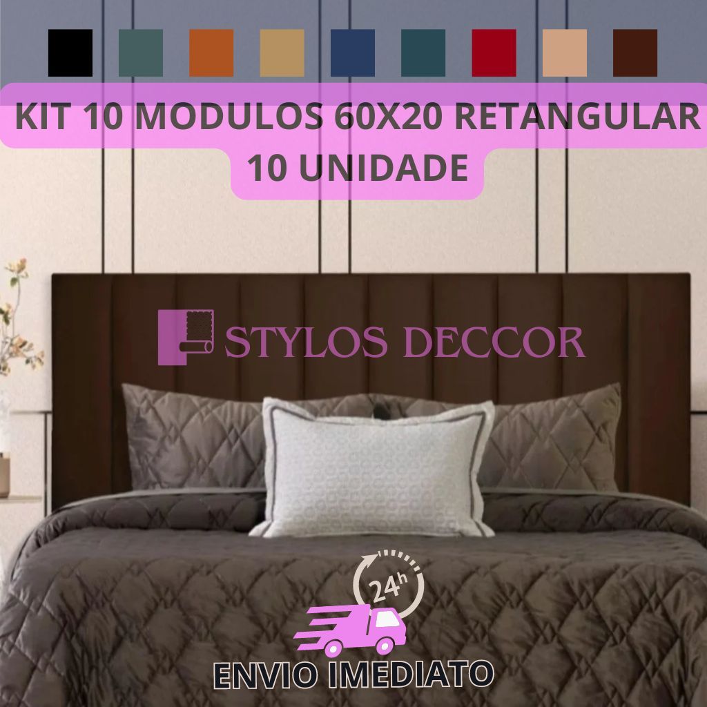 KIT Cabeceira Modular Estofada 60x20cm Para Cama King Size(10 PEÇAS)