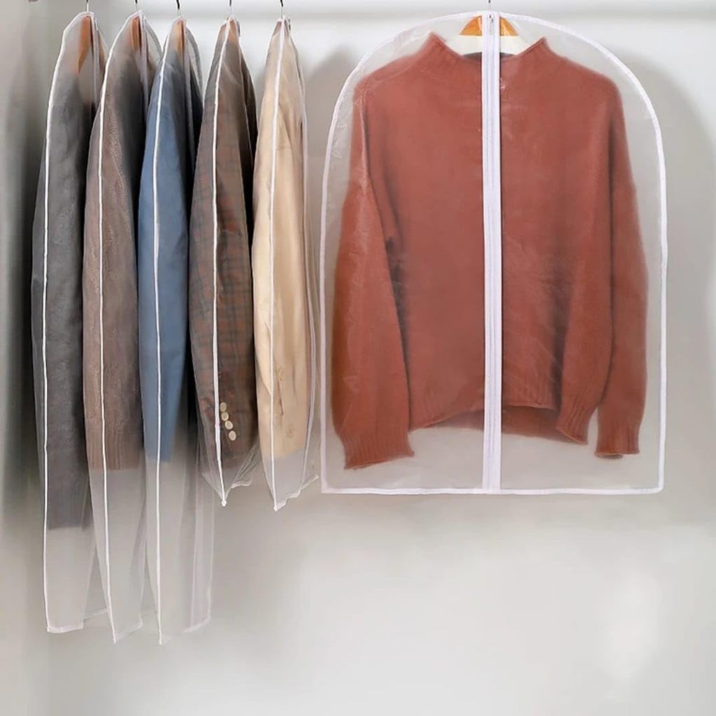 Capas Impermeável Para Terno Jaqueta em EVA Branco Com Zíper Anti mofo Organizador para guarda roupa em Oferta na Shopee