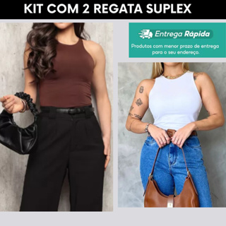 Blusinha Regata Feminina Suplex com Forro Duplo em Oferta na Shopee