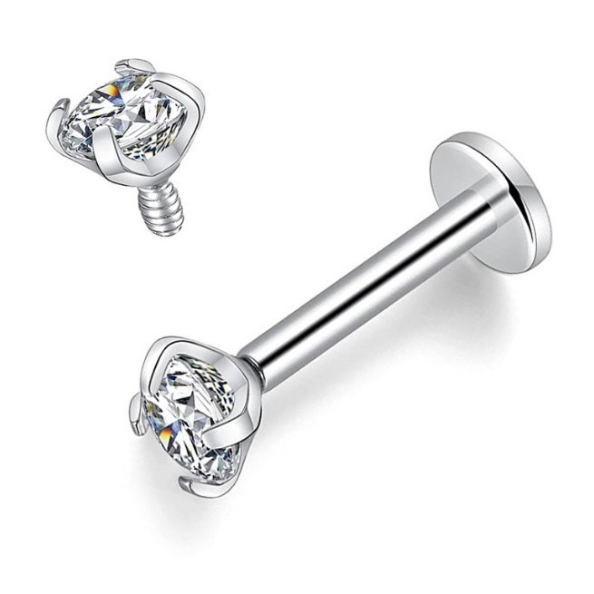 Piercing Labret Ponto De Luz Helix Tragus Conch Aço Cirúrgico KA101 — imagem 2 de 2