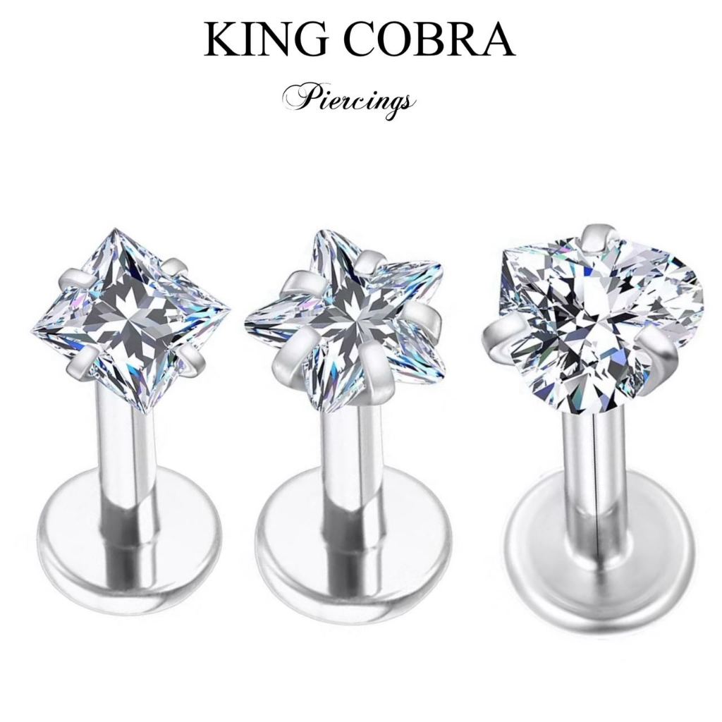 Piercing Labret Zircônia Aço Cirúrgico | Helix, Tragus, Conch, Nariz, Boca-Medusa Piercing de Orelha Tragus KA501