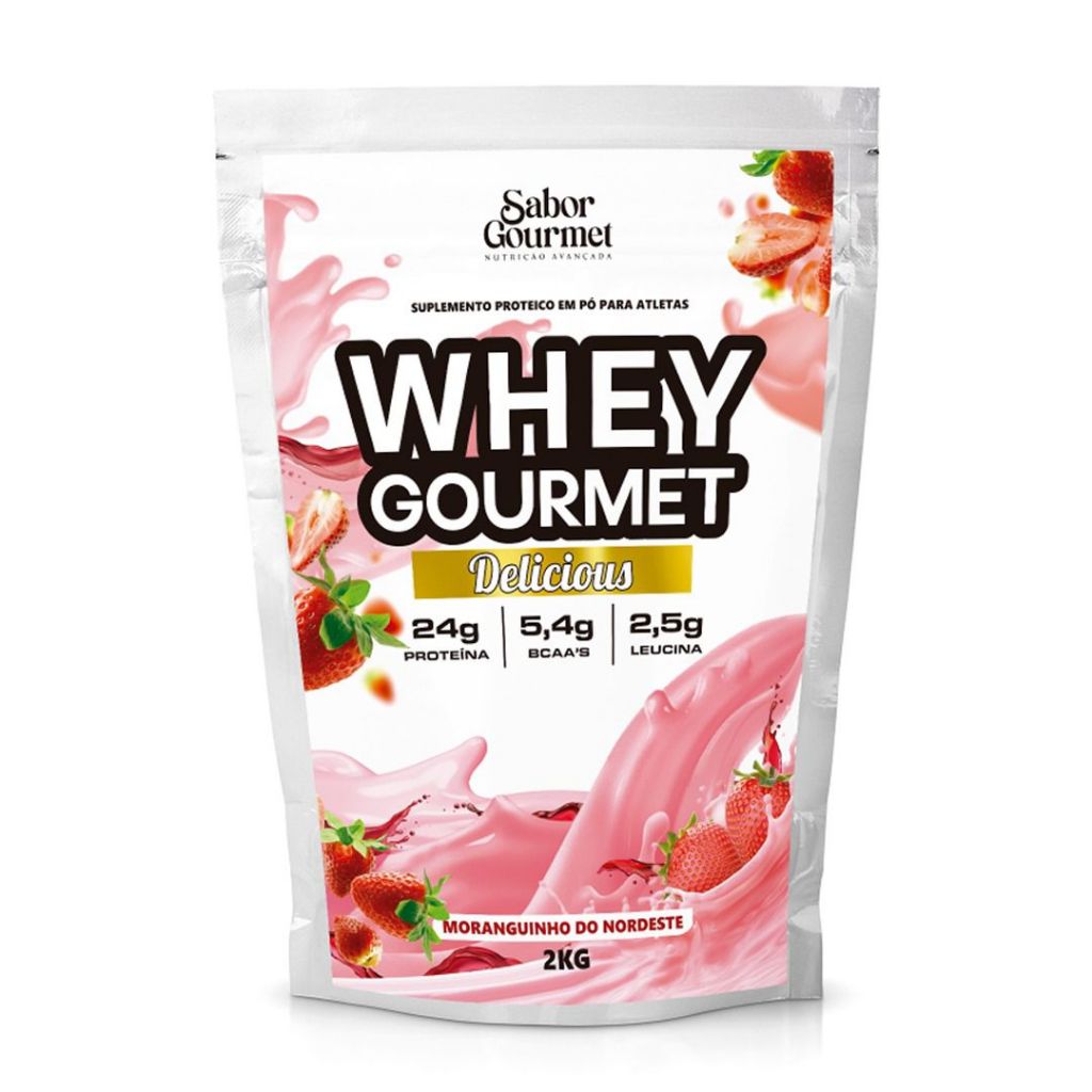 Whey Gourmet Delicious 2kg - Diversos Sabores Moranguinho