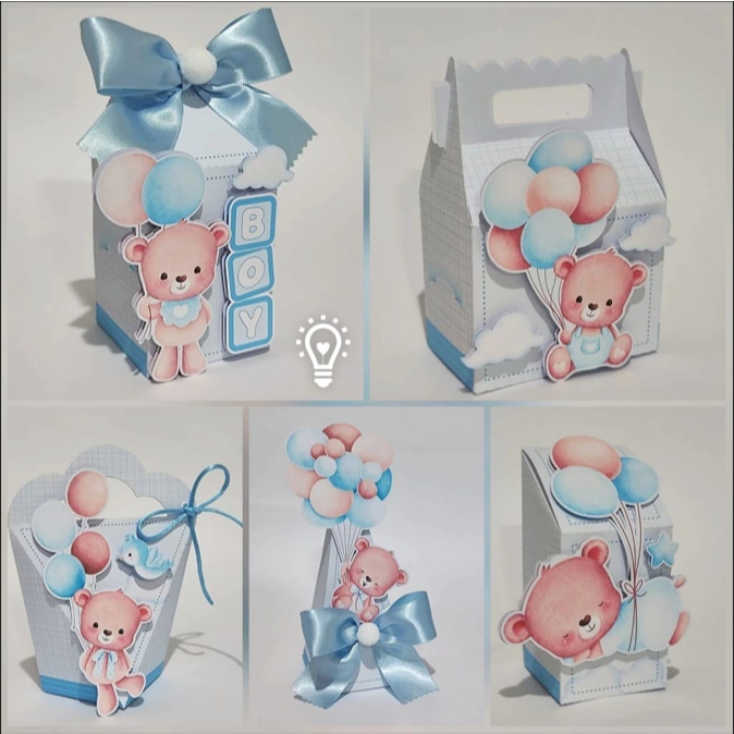 Kit caixinhas personalizadas PEGUE E MONTE URSINHO ~ CHA DE BEBE ~ CHA REVELACAO  ~ / lembrancinhas