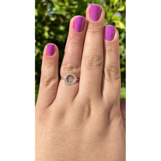 Anel de prata 925 legítima redondo cravejado colorido ou cristal em Oferta na Shopee