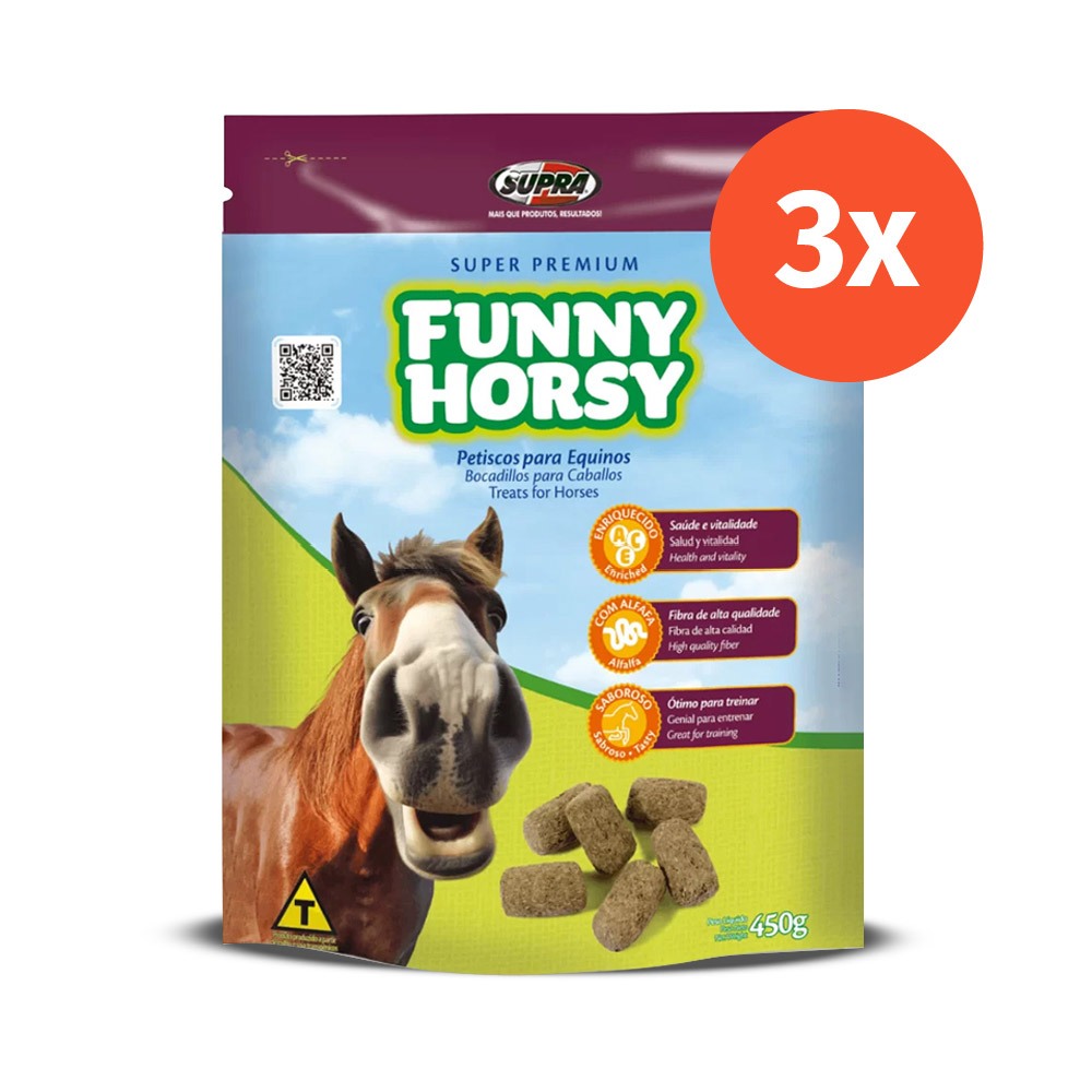 kit 3 Funny Horsy Petisco para Equinos Super Premium 450g Supra - Pets