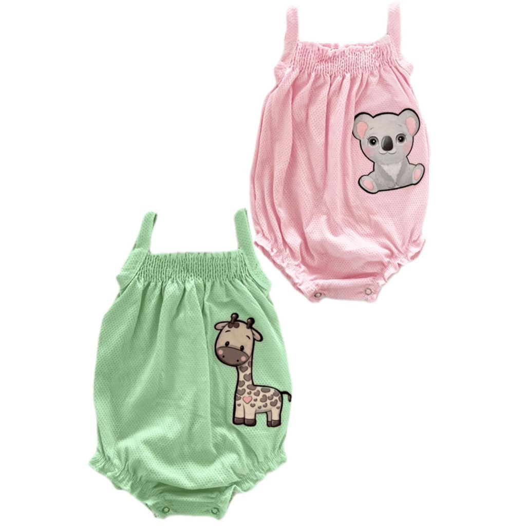 Kit 2 Romper Body Bebês Meninas Verao Lastex Aplicacao Bichinho Conforto Qualidade Tamanhos P M G 01 em Oferta na Shopee