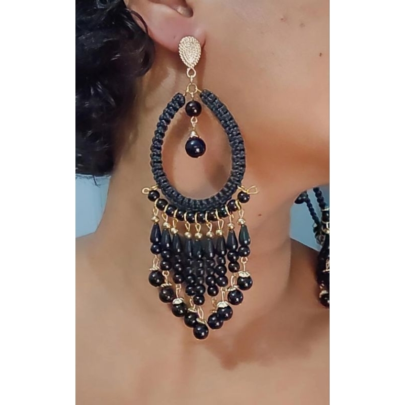 Maxi Brinco Feminino com Franja e Miçangas - Sofisticação e Cor para Um Estilo Boho