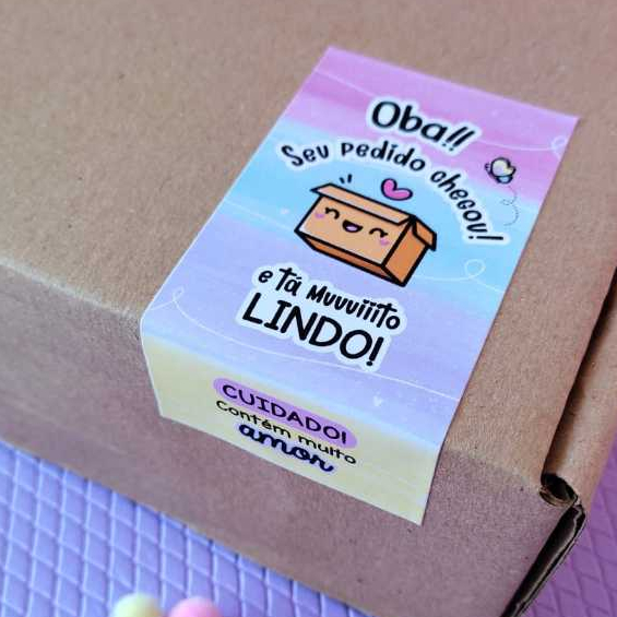Lacre de Caixa 📦| Oba seu pedido chegou! | 30 ou 60 Unidades | Ta tudo muito lindo🌟 | Adesivo