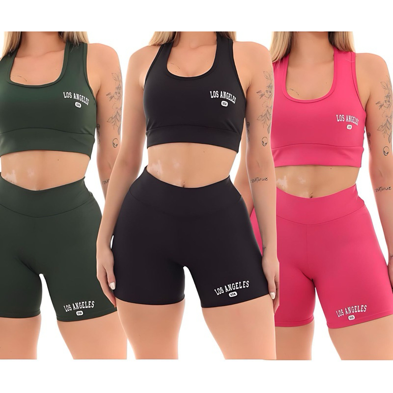 Conjunto Academia Short e Top Academia Cintura Alta Suplex em Oferta na Shopee